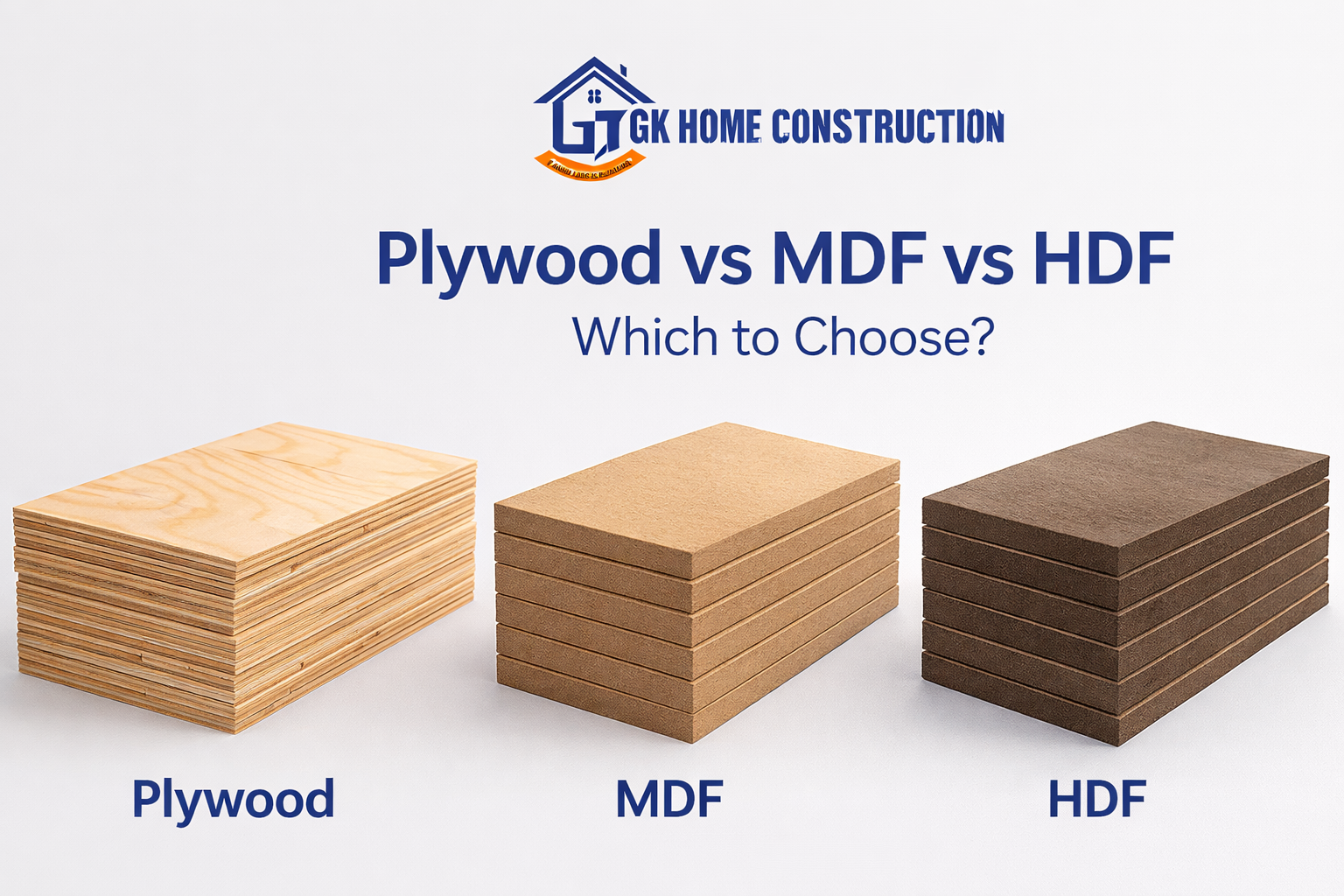 Plywood vs MDF vs HDF Complete Material Guide | GK Home Construction